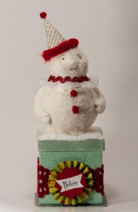 vintage inspired paper mache snowman